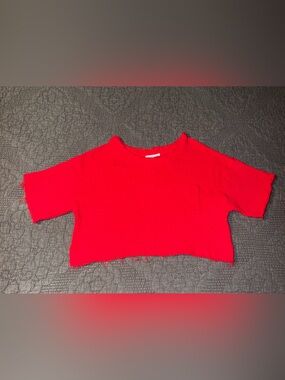 Talulah Red Gauze Cropped Pocket Top Raw Hem Women’s Size-XL